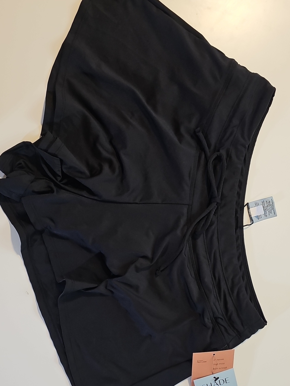 Shade & Shore Women's M Black High Waist Full Coverage Swim Shorts